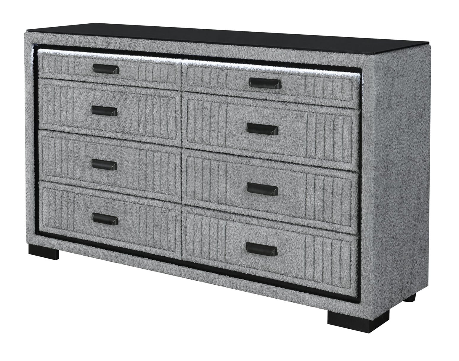 Isabella Fabric Panel Bedroom Set with LED, Speaker, TV Lift and Fireplace