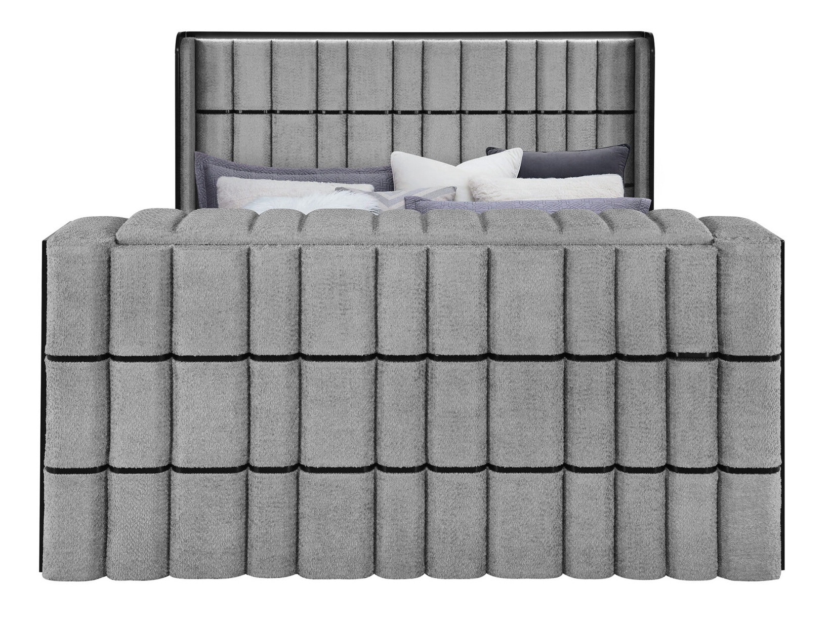 Isabella Fabric Panel Bedroom Set with LED, Speaker, TV Lift and Fireplace