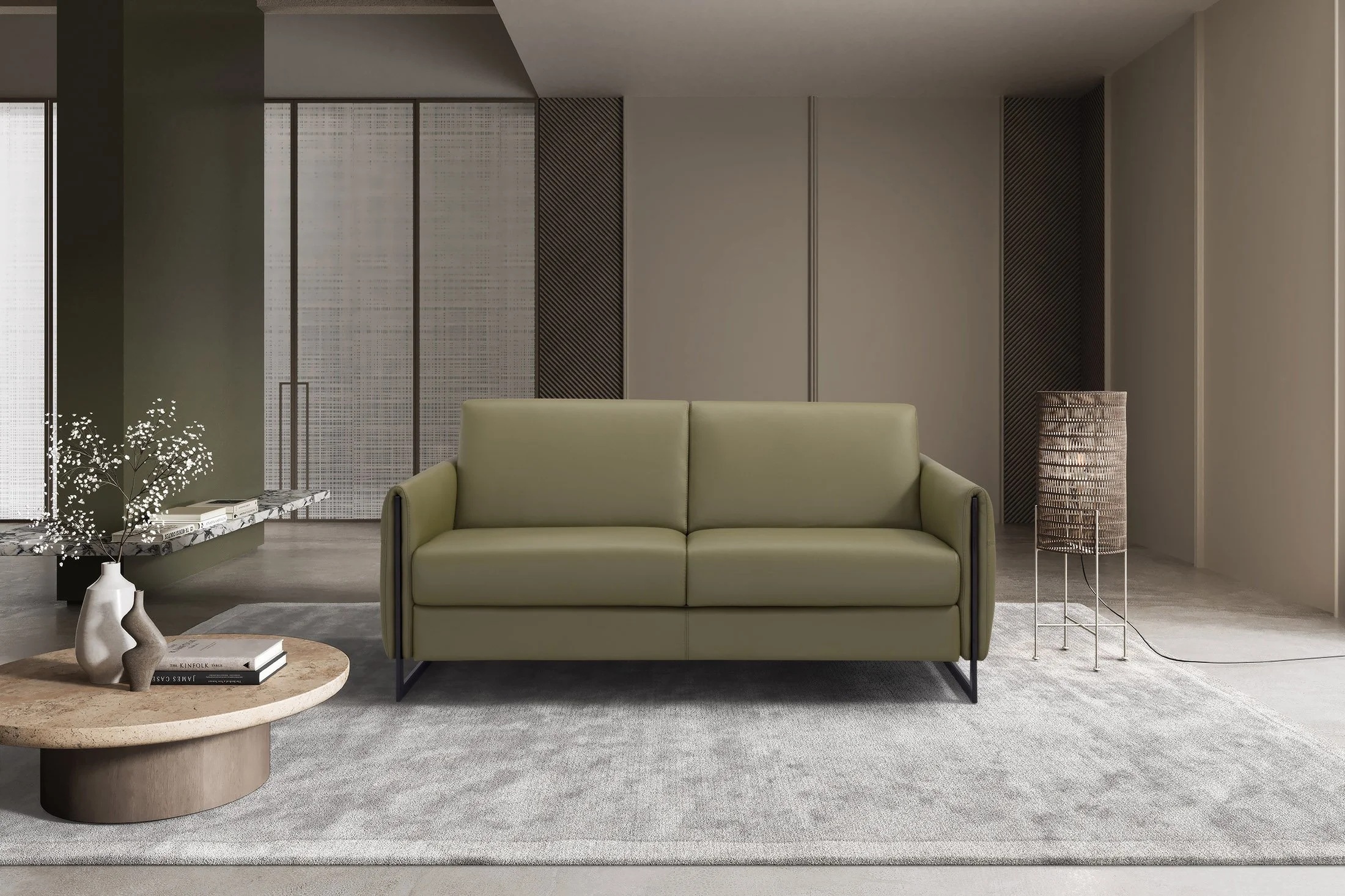 Italo Leather Convertible Sofabed Customizable