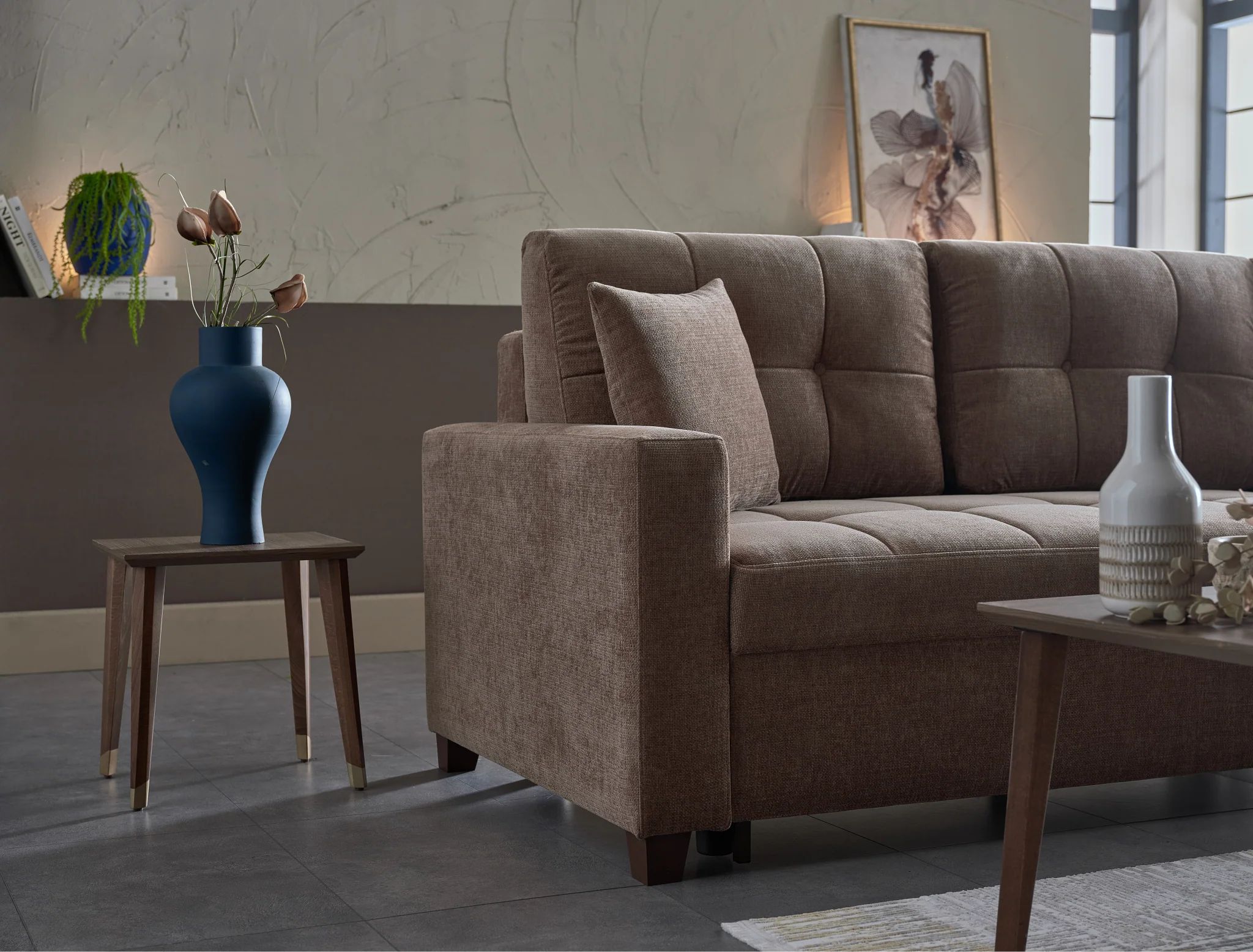 IVY 102" Fabric Reversible Chase Queen Sleeper Sectional Sofa