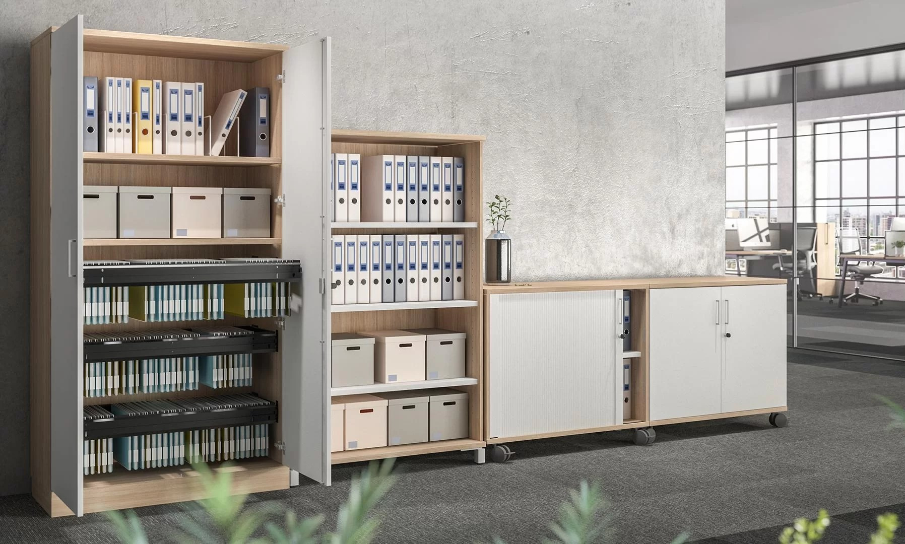 Uni Plus H59.4" Office Cabinet w/Lock & 2 Doors