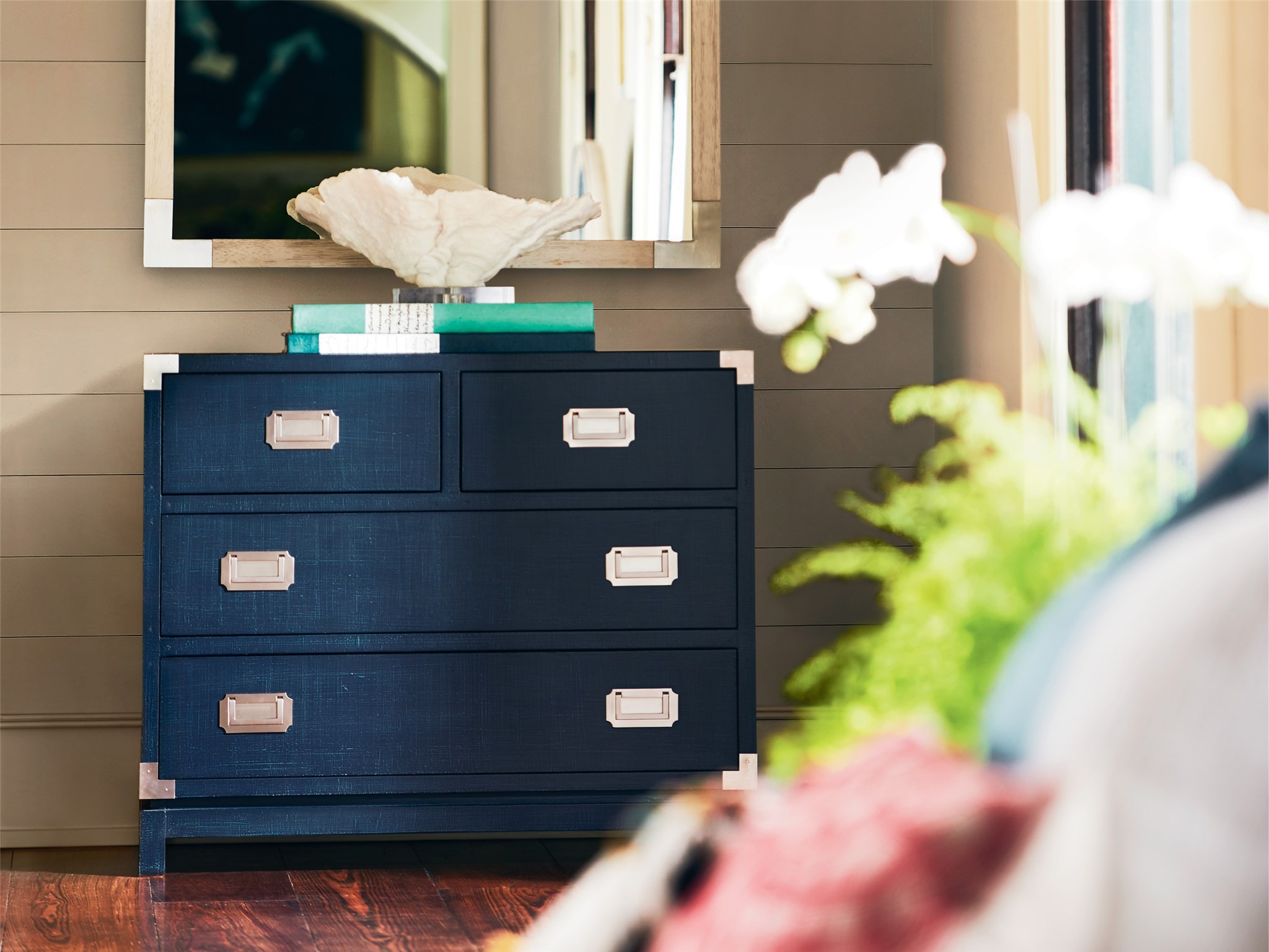 Coastal Campaign Wood Chest w/4 Drawers