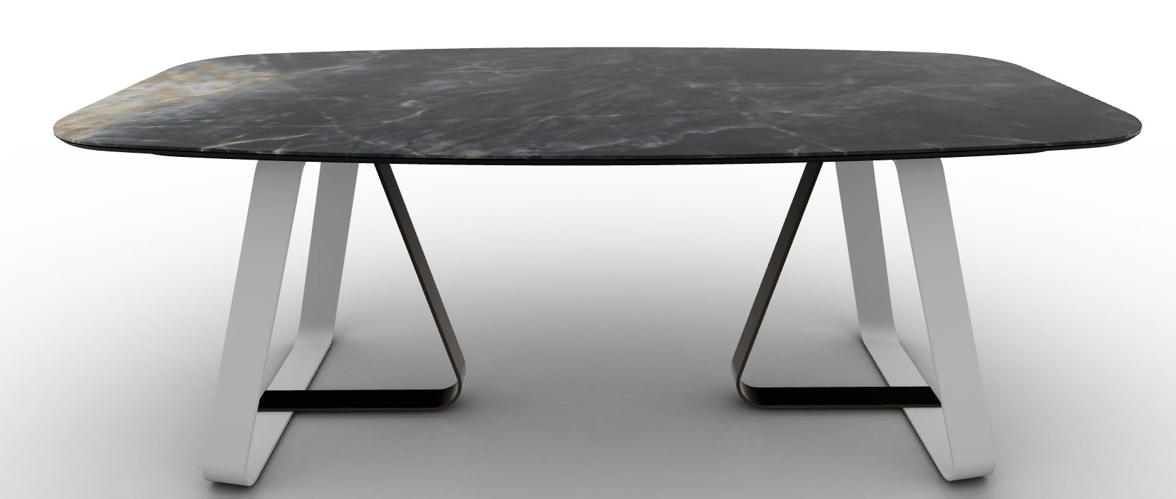 Sunshine W78.7-inch Ceramic/Metal Customizable Elliptical Dining Table
