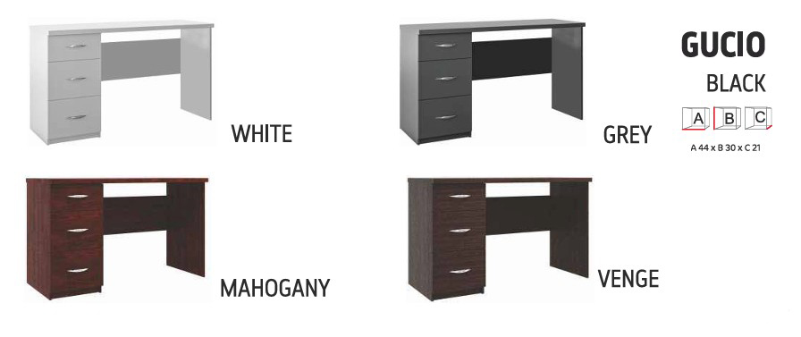 Gucio Wood Desk with 3 Drawers