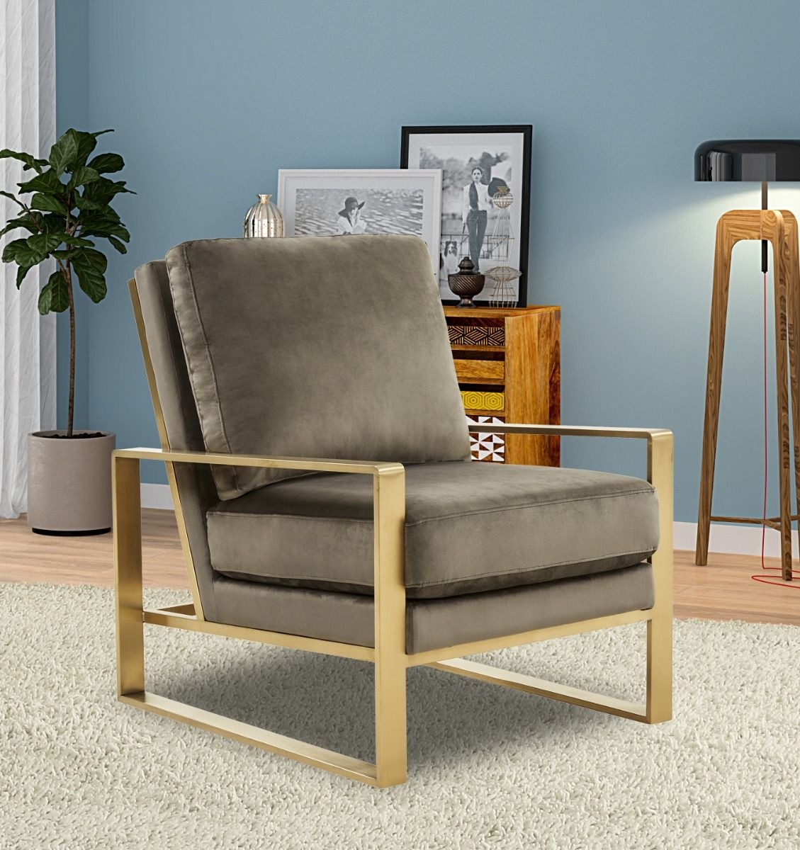 Jefferson Velvet Design Accent Armchair