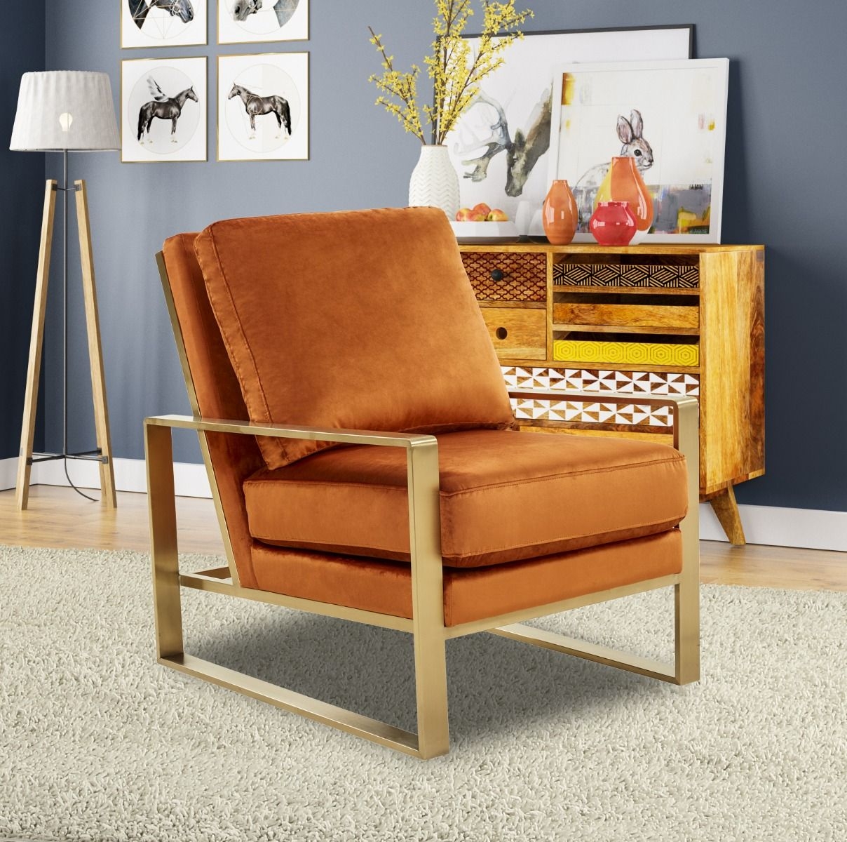 Jefferson Velvet Design Accent Armchair