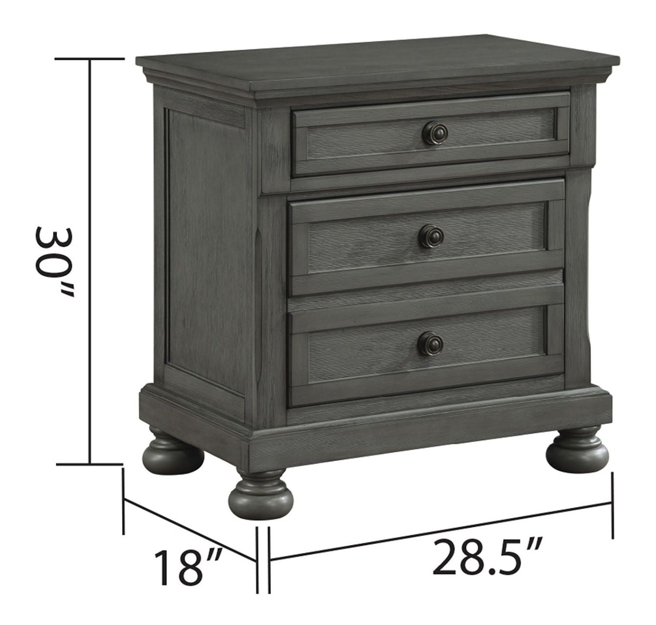 Jackson 3-Drawer Wood Veneer Nightstand
