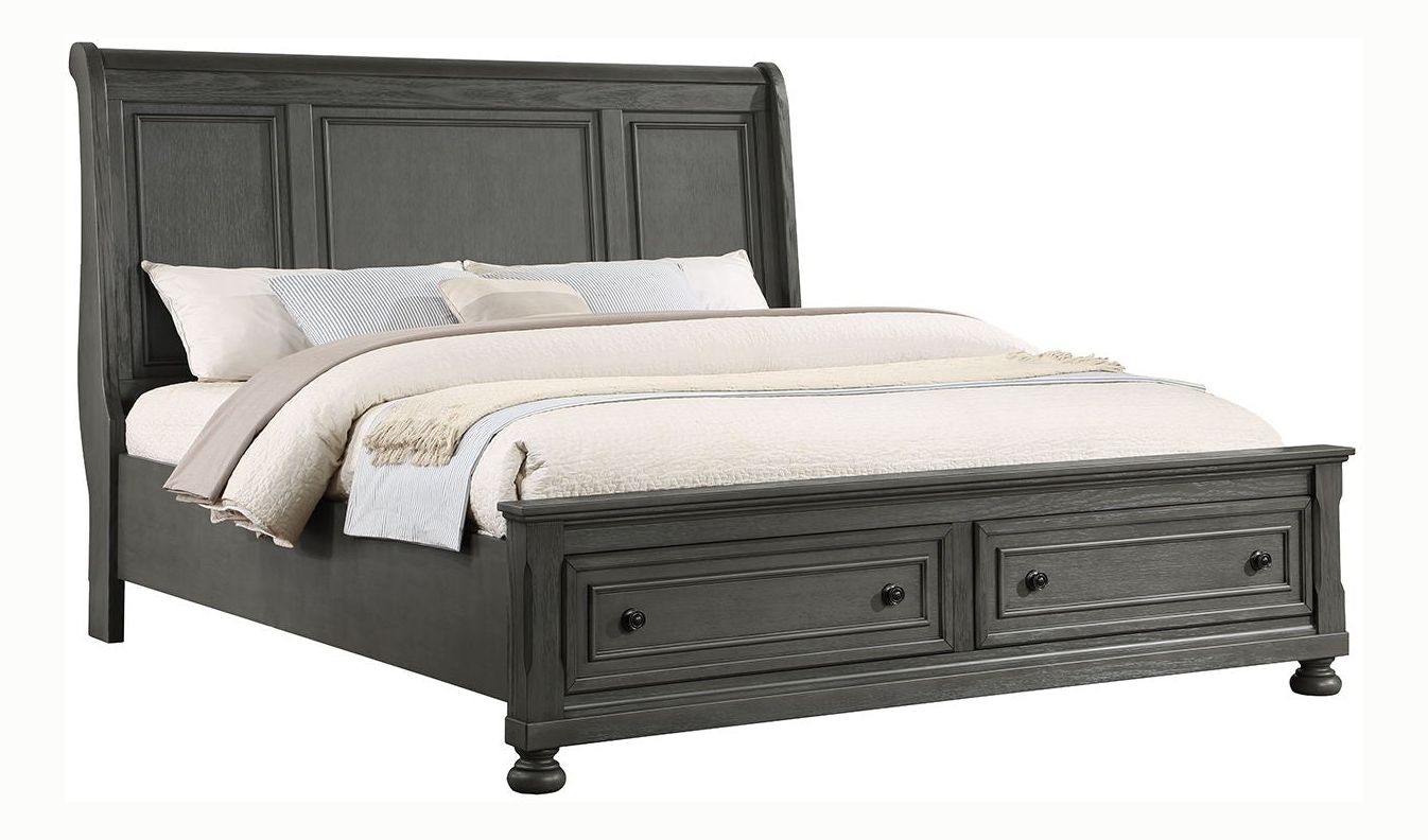Jackson Wood Veneer Bed with Storage Drawers