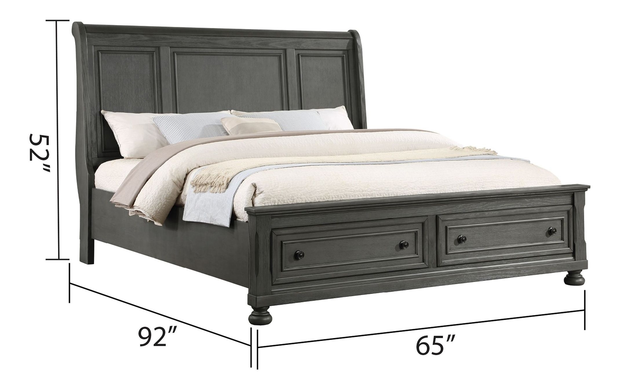 Jackson Wood Veneer Bed with Storage Drawers