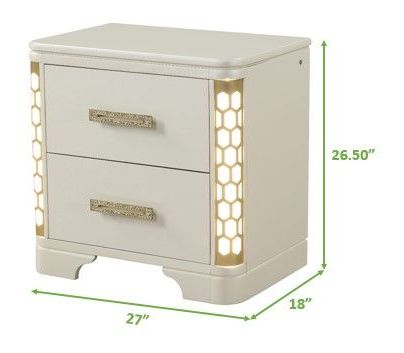 Jasmine Wood Veneer Nightstand with LED Lighting