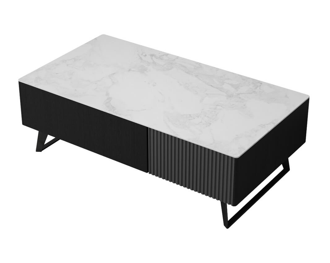 Jax Storage Coffee Table with Carrera Style Porcelain Top