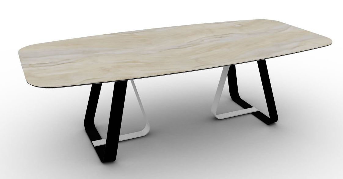 Sunshine W98.4-inch Ceramic/Metal Customizable Elliptical Dining Table