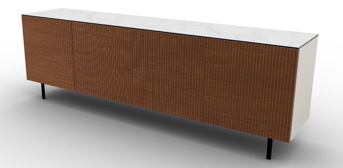Universal Ceramic/Wood/Glass Customizable Sideboard w/4 Doors & Metal Feet