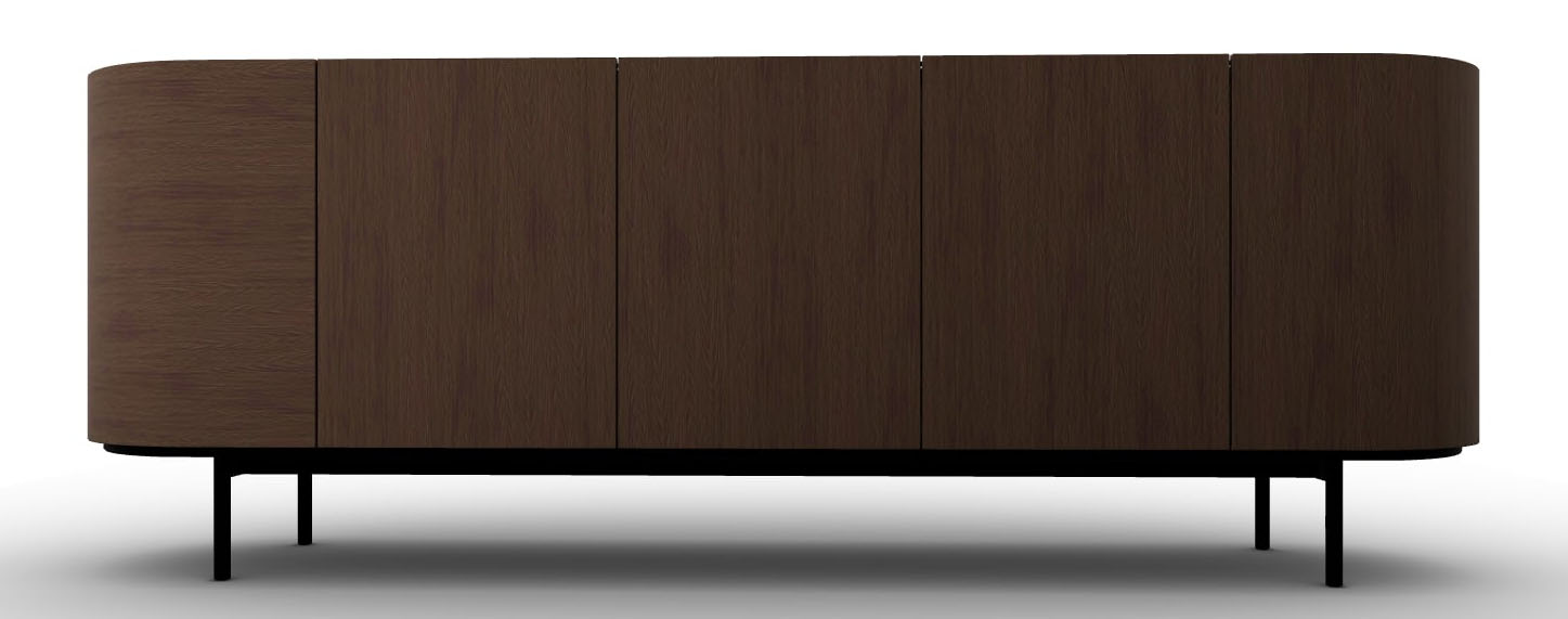 Lake Ceramic/Wood/Metal Customizable Rounded Sideboard w/5 Doors & Metal Feet
