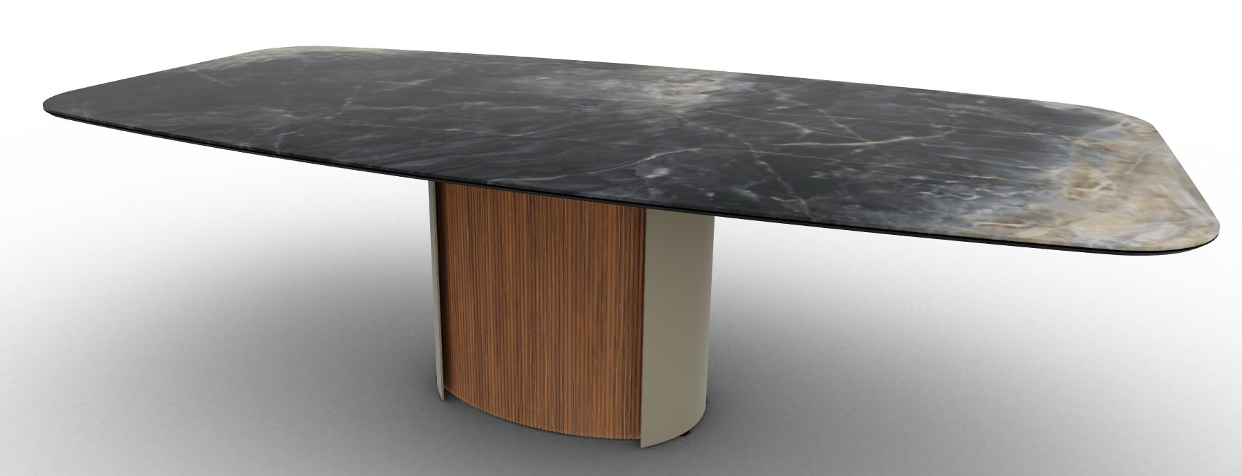 Yoroi W98.4-inch Ceramic/Metal/Wood Customizable Elliptical Dining Table