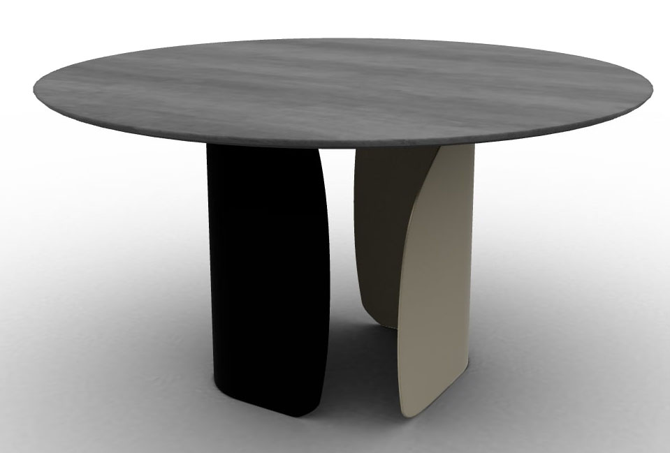 Twins W55.1-inch Ceramic/Metal Customizable Round Dining Table