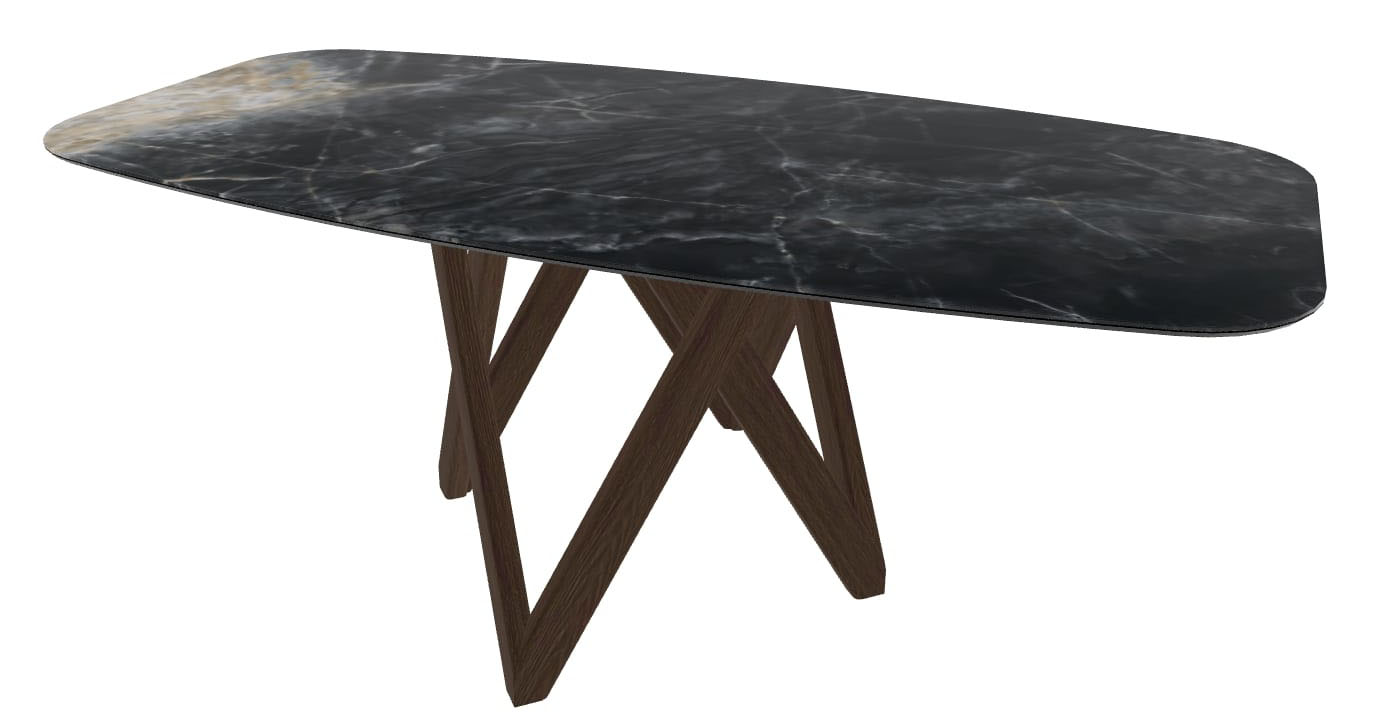 Cartesio W78.7-inch Ceramic/Metal/Wood Customizable Elliptical Dining Table
