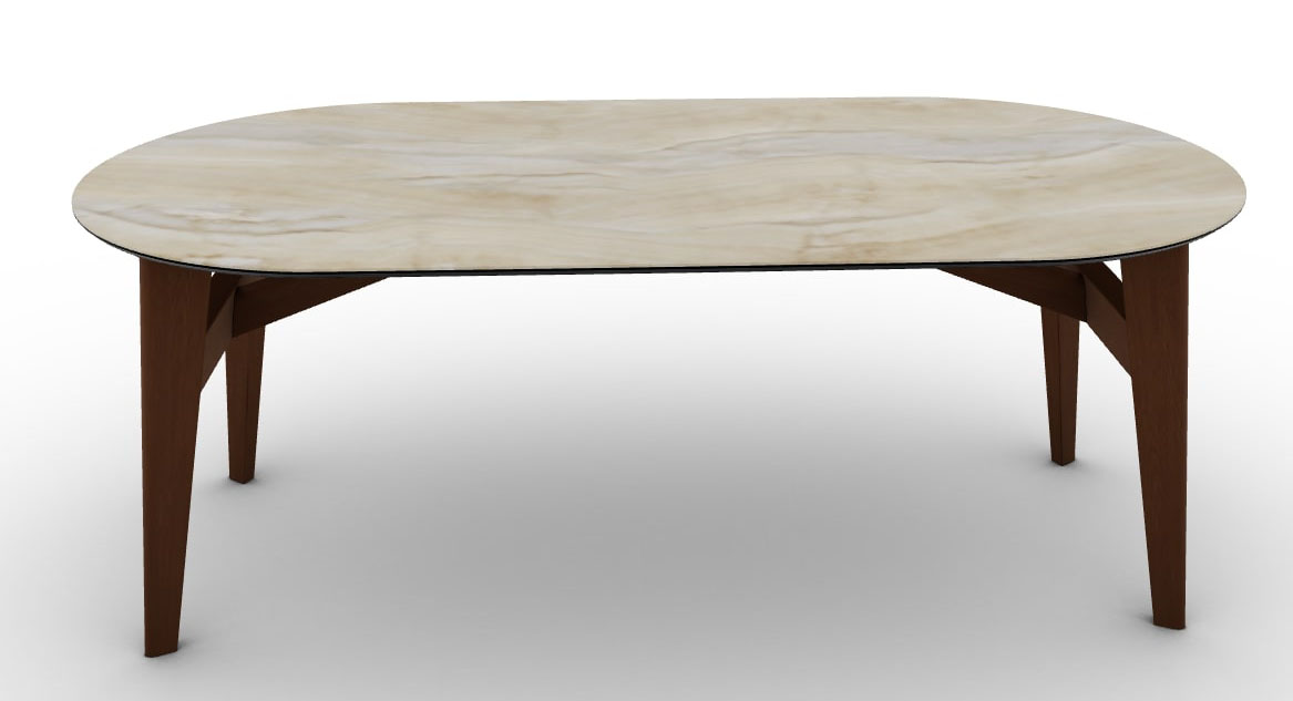 Abrey W78.7-inch Ceramic/Wood Customizable Oval Dining Table