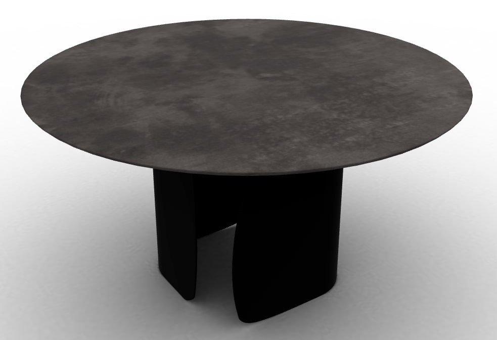Twins W55.1-inch Ceramic/Metal Customizable Round Dining Table