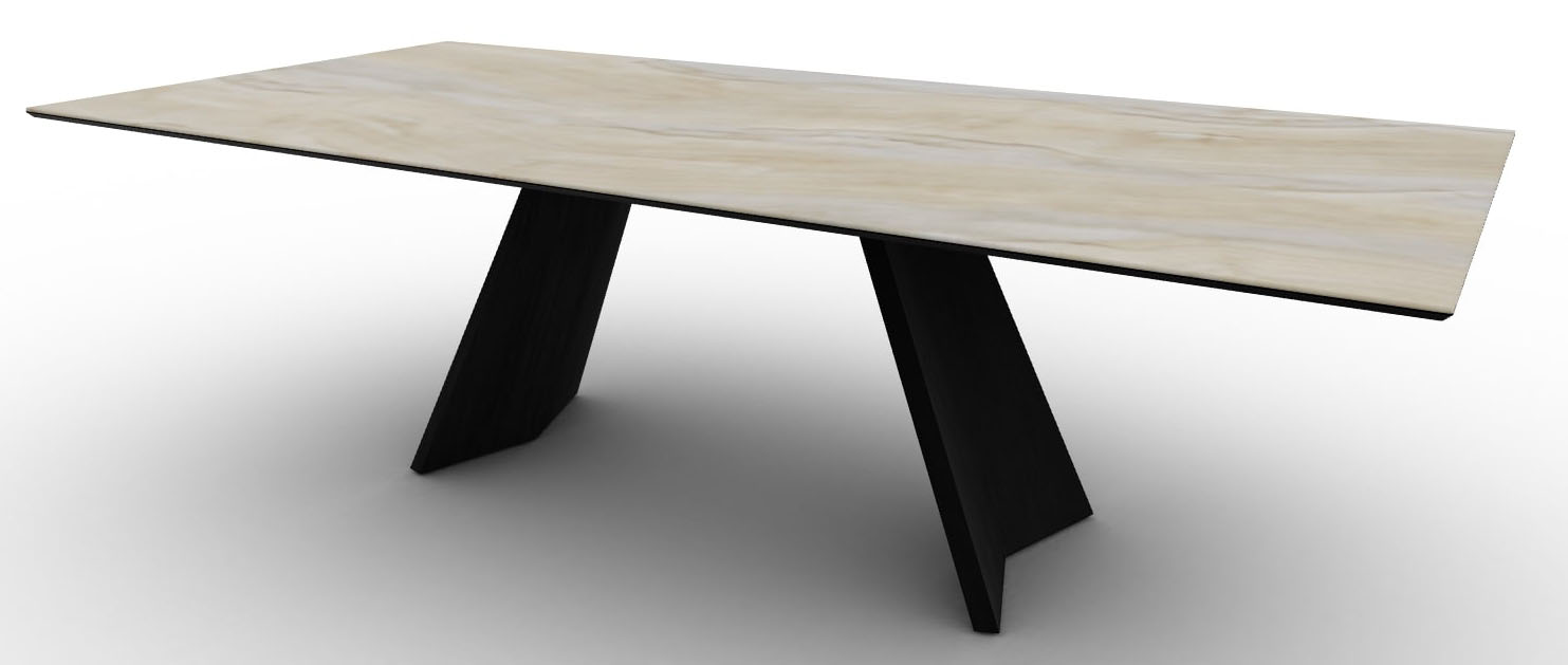 Icaro W98.4-inch Ceramic/Wood Customizable Rectangular Dining Table