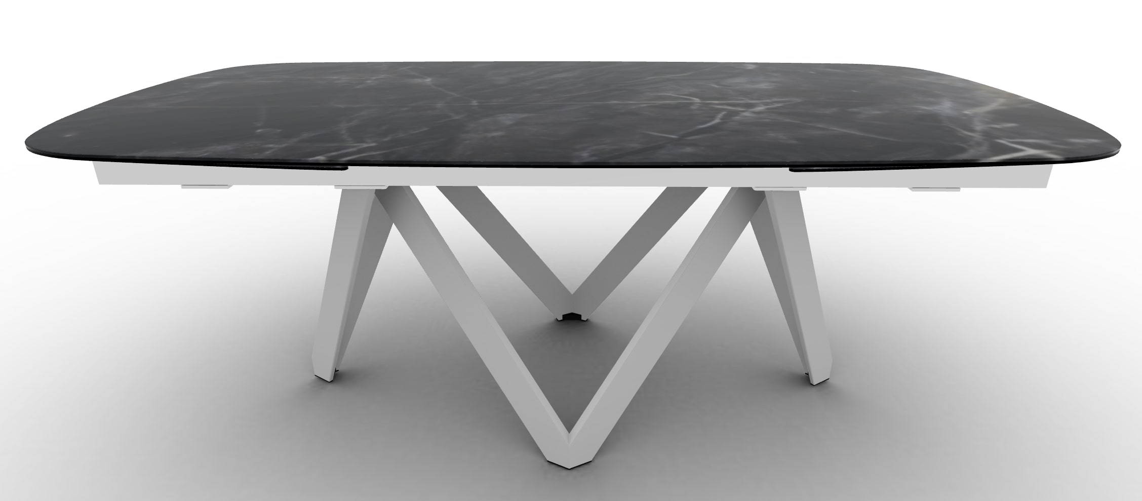 Cartesio W78.7"-97.6"-116.1" Ceramic/Metal/Wood Customizable Extendable Elliptical Dining Table