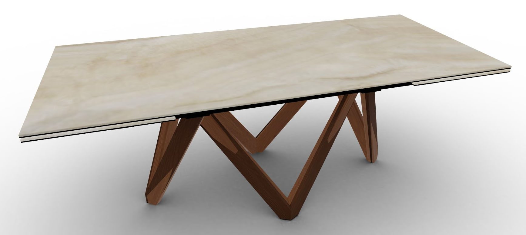 Cartesio W78.7"-98.4"-118.1" Ceramic/Metal/Wood Customizable Extendable Rectangular Dining Table