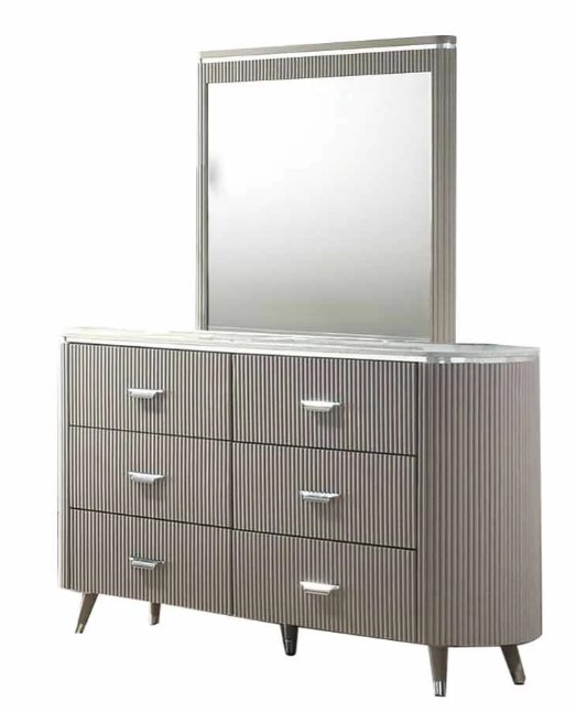 Opal Dresser w/6 Drawers & Stone Top