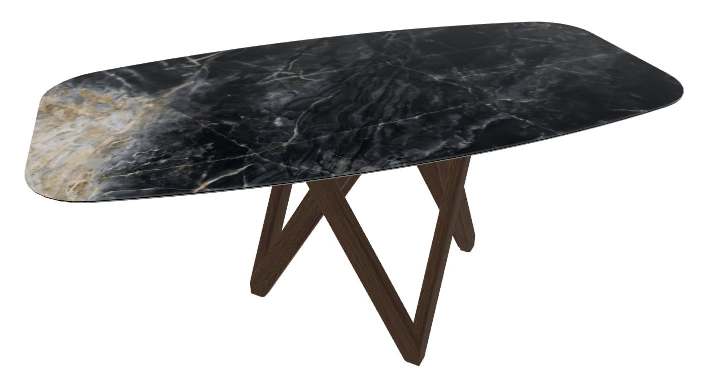 Cartesio W78.7-inch Ceramic/Metal/Wood Customizable Elliptical Dining Table