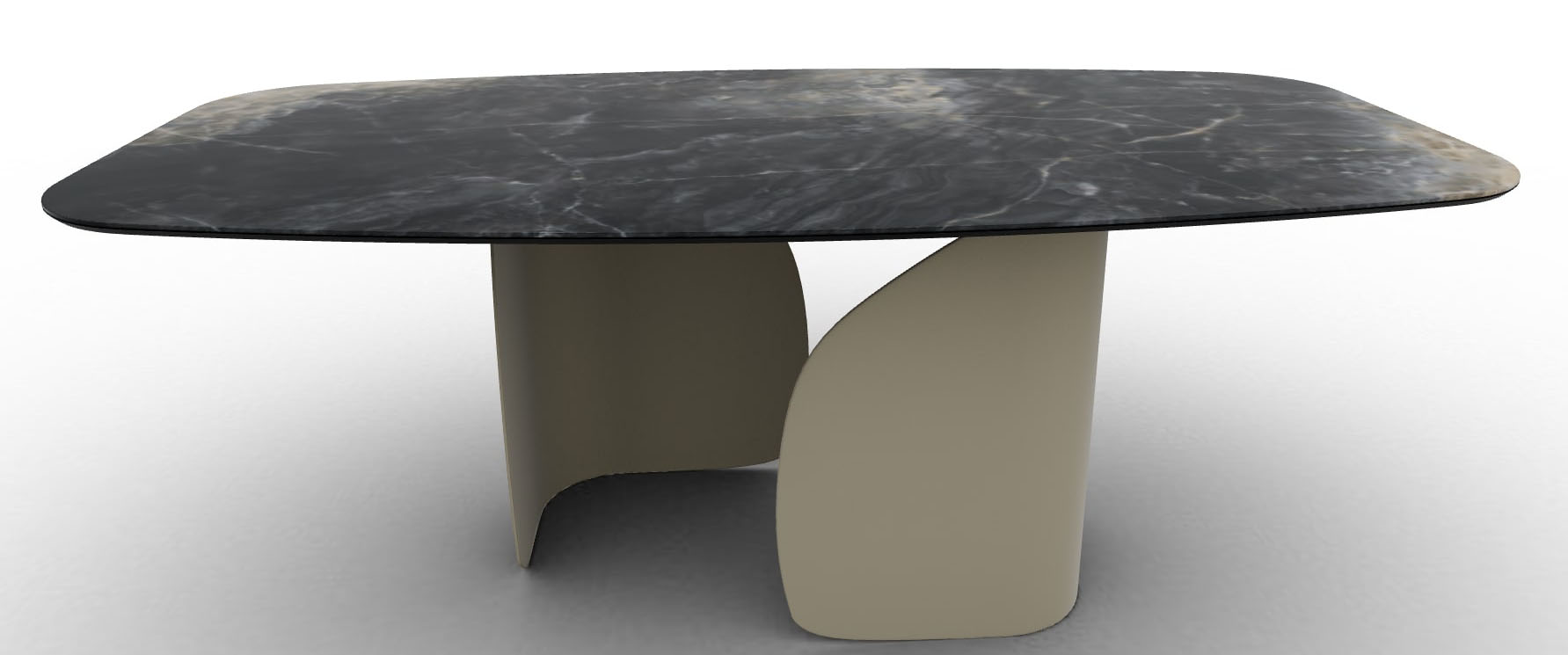 Twins W78.7-inch Ceramic/Metal Customizable Elliptical Dining Table