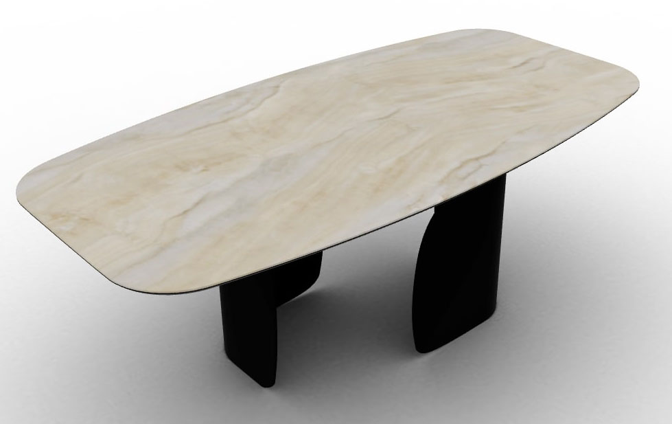 Twins W78.7-inch Ceramic/Metal Customizable Elliptical Dining Table