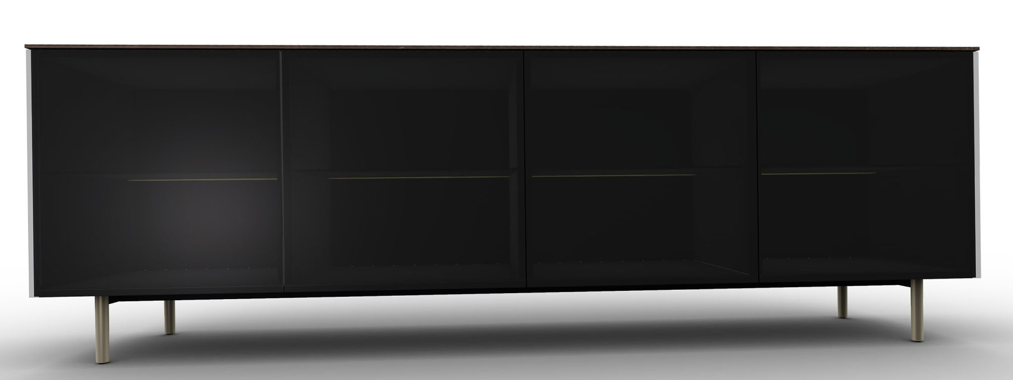 Universal Ceramic/Wood Customizable Sideboard w/4 Glass Doors & Metal Feet