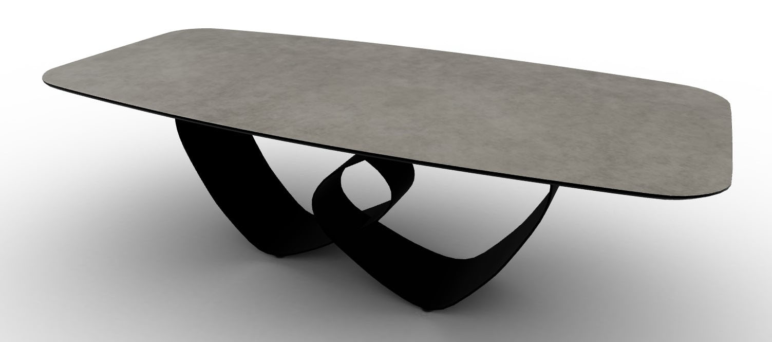 Breeze W98.4-inch Ceramic/Metal Customizable Elliptical Dining Table