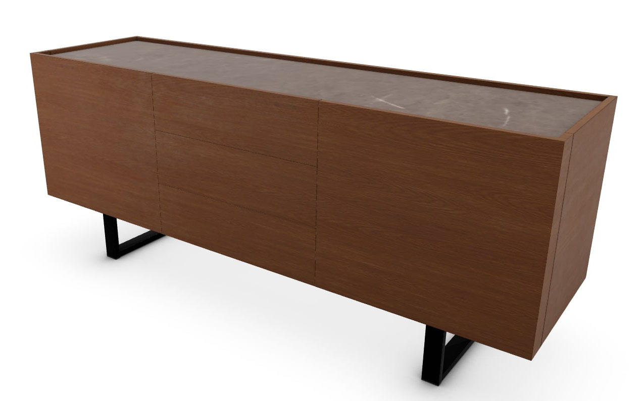 Horizon Ceramic/Wood/Metal Customizable Sideboard w/2 Doors & 3 Drawers & Metal Base