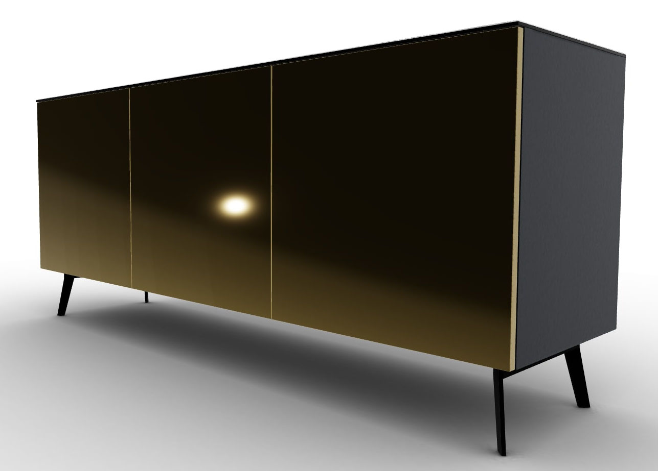 Universal Ceramic/Wood/Glass Customizable Sideboard w/3 Doors & Metal Legs