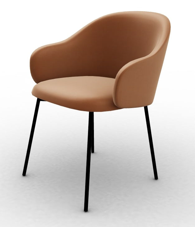 Holly Fab Fabric/Metal Customizable Dining Armchair