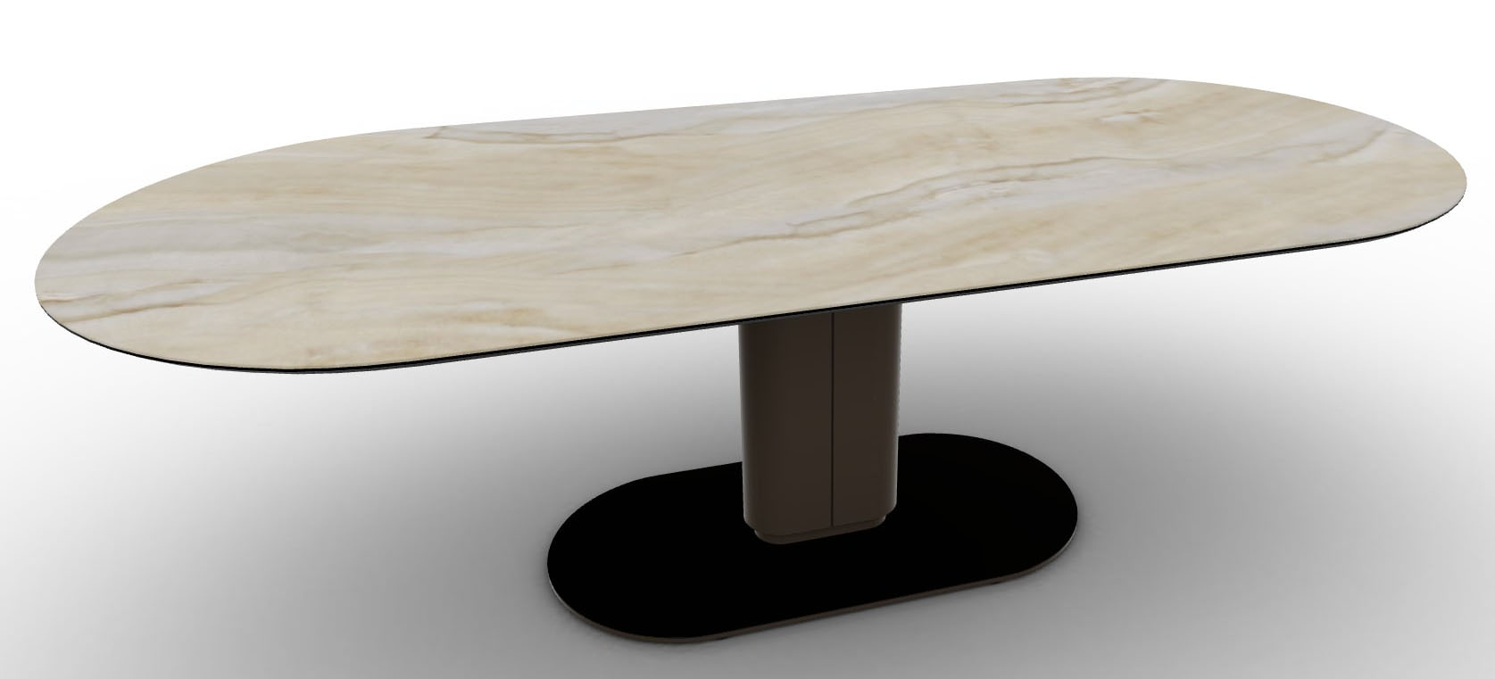 Cameo W98.4-inch Ceramic/Metal/Wood Customizable Oval Dining Table