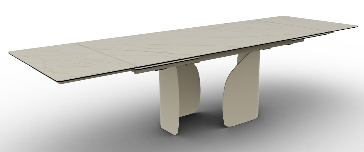 Twins Metal/Ceramic Rectangular Extendable Dining Table