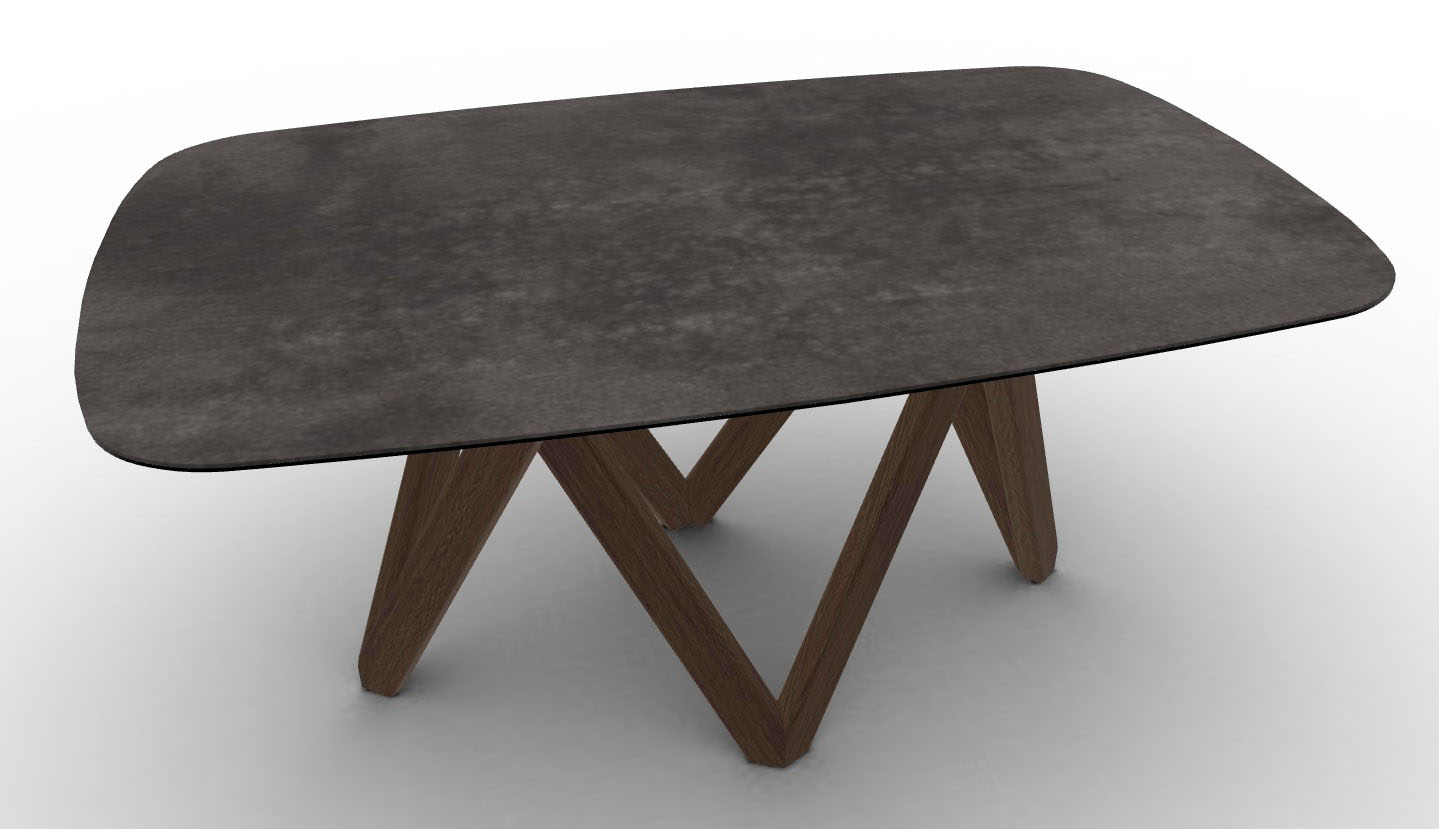 Cartesio W64.9"-79.9"-94.8" Ceramic/Metal/Wood Customizable Extendable Elliptical Dining Table