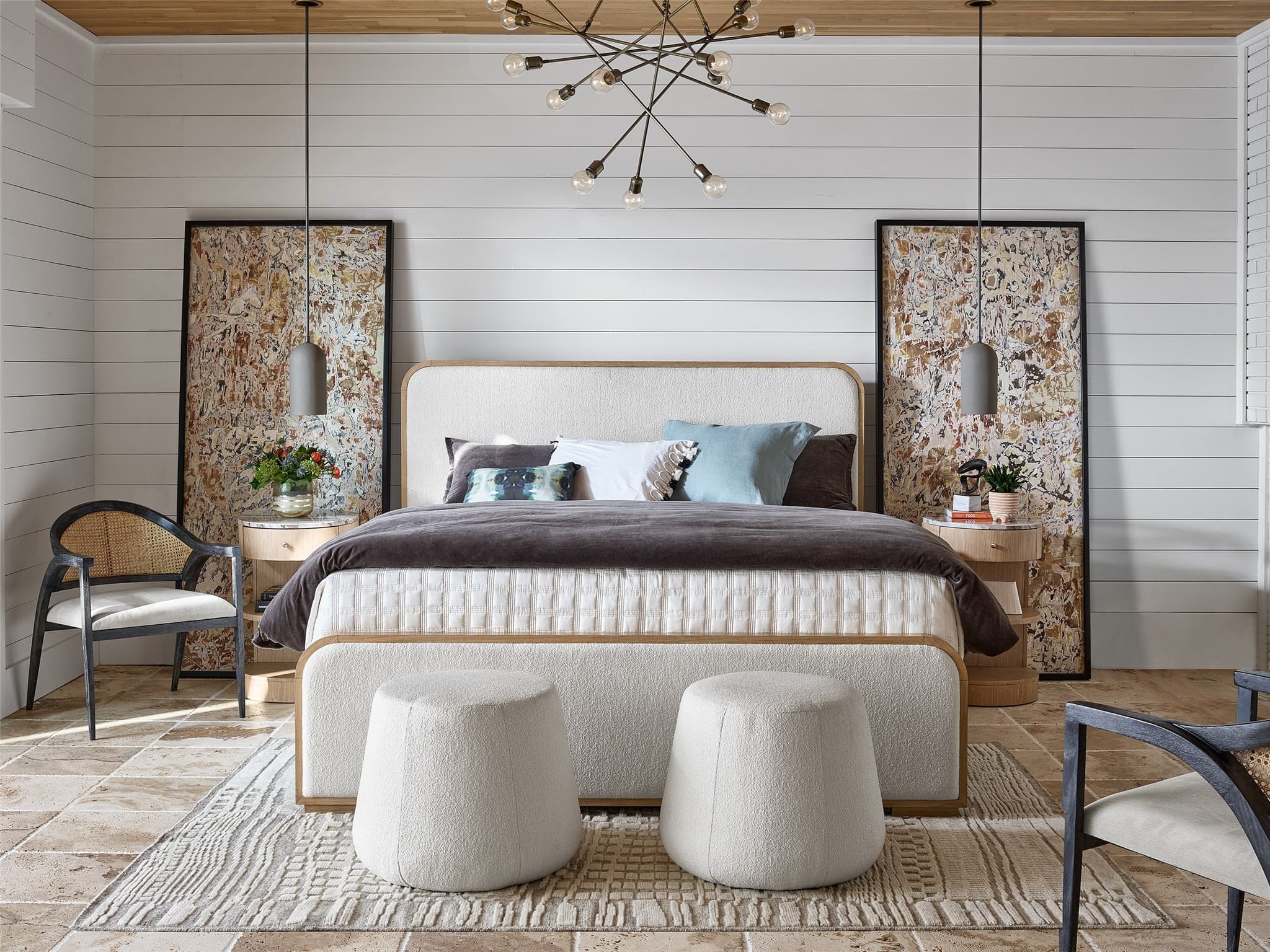 Nomad Fabric/Wood Panel Bed, King Size 
