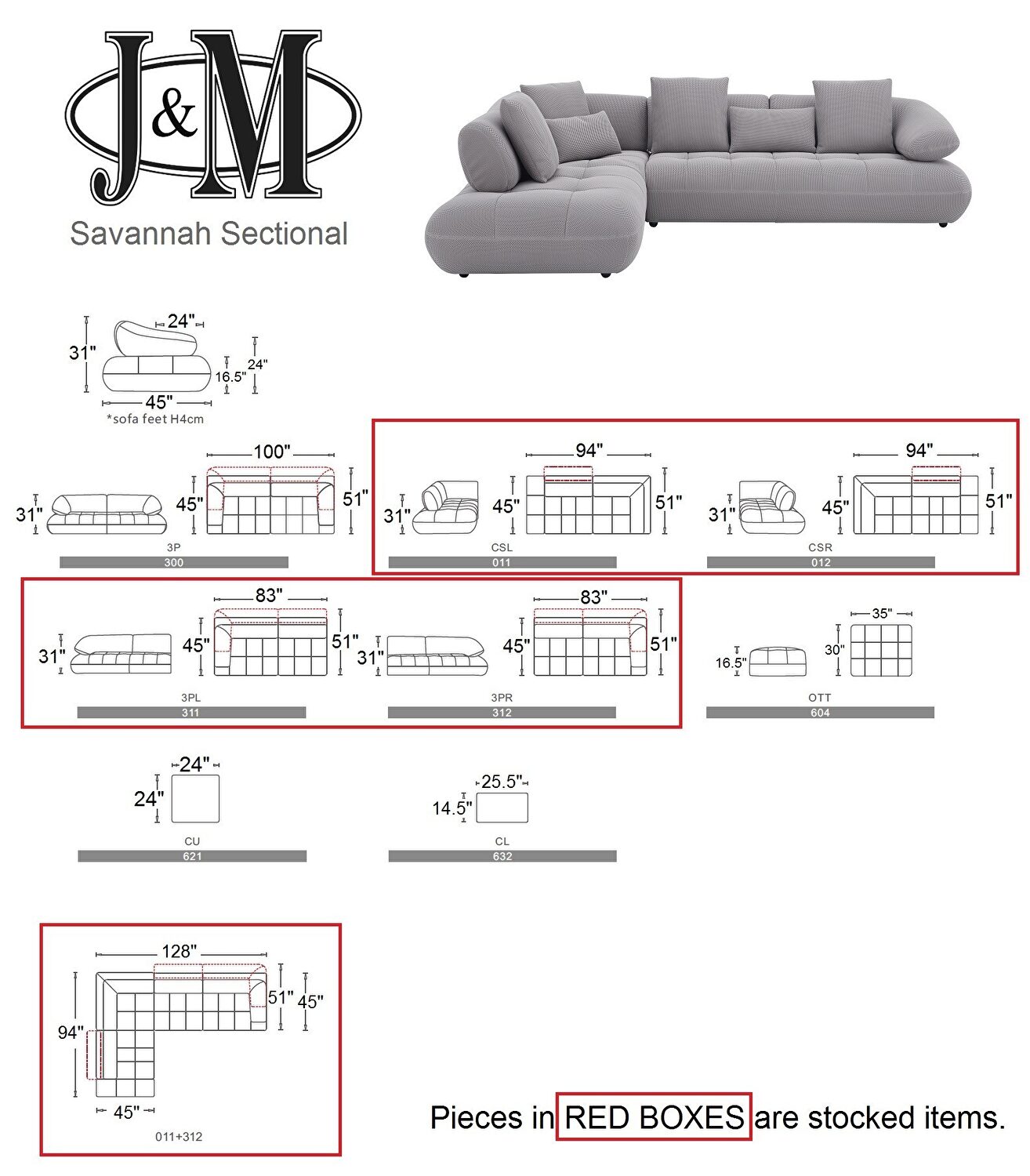 J&M Savannah LF Sectional Sofa