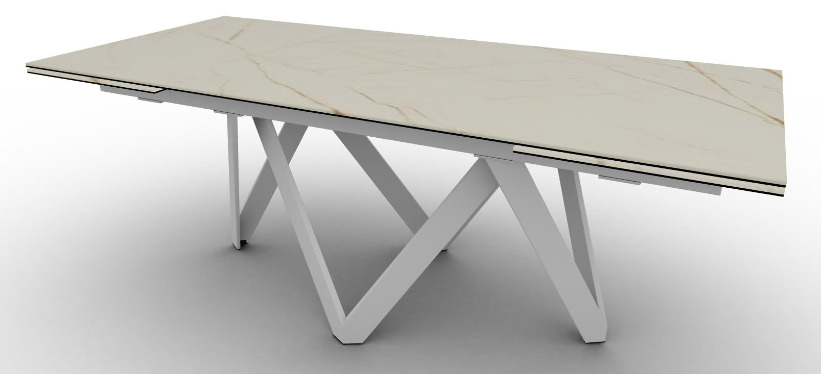 Cartesio W78.7"-98.4"-118.1" Ceramic/Metal/Wood Customizable Extendable Rectangular Dining Table