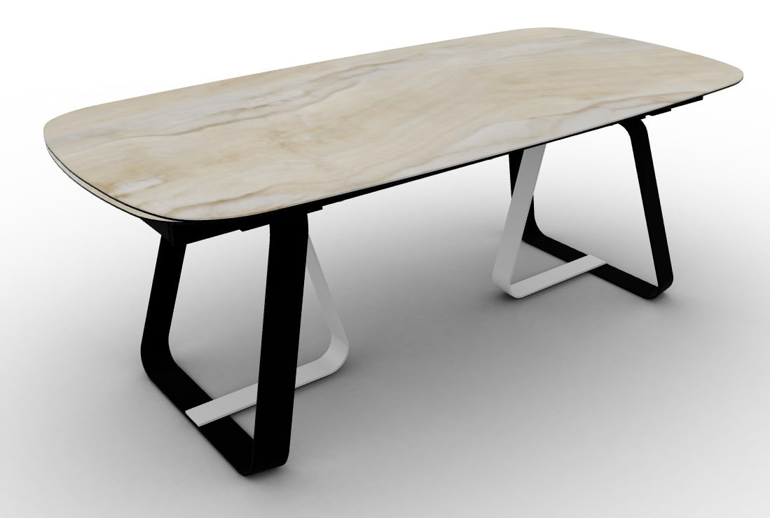 Sunshine W78.7-inch Ceramic/Metal Customizable Extendable Elliptical Dining Table