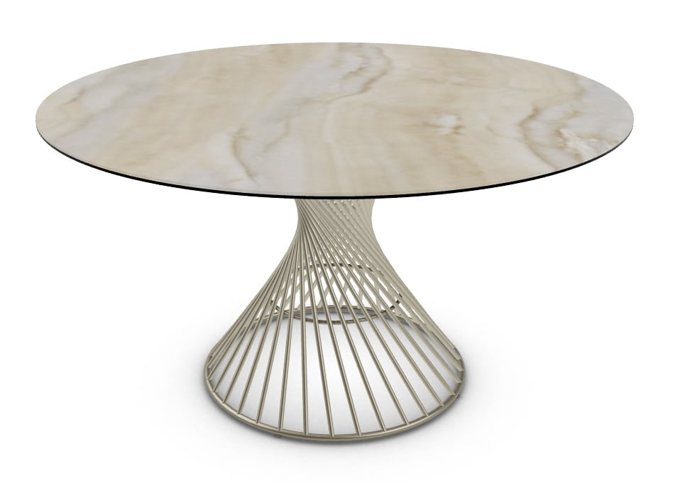 Vortex W55.1-inch Ceramic/Metal Customizable Round Dining Table