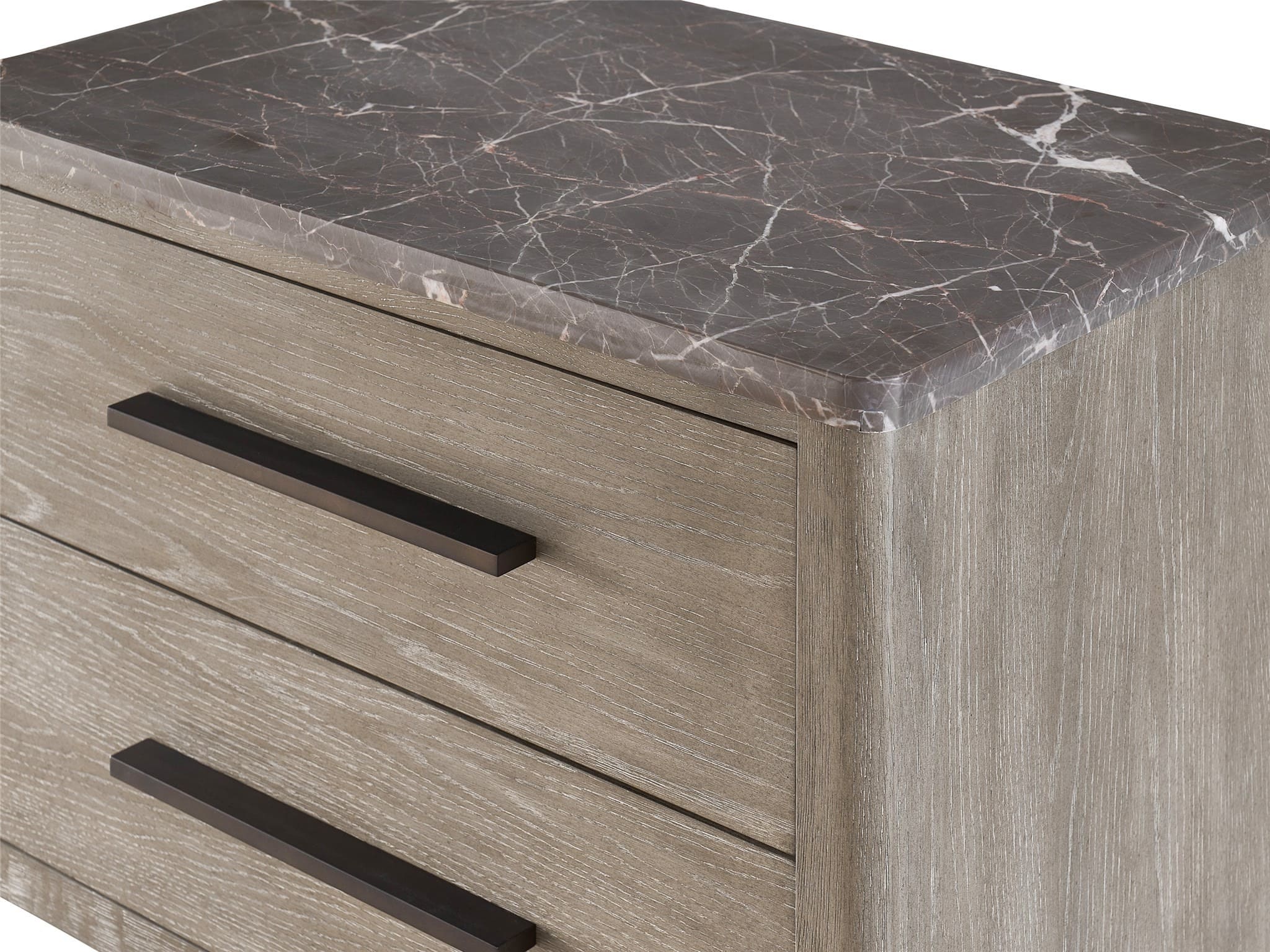 Wood Stone Top Nightstand w/2 Drawers