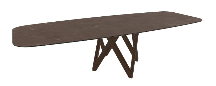 Cartesio W118.1-inch Ceramic/Metal/Wood Customizable Elliptical Dining Table