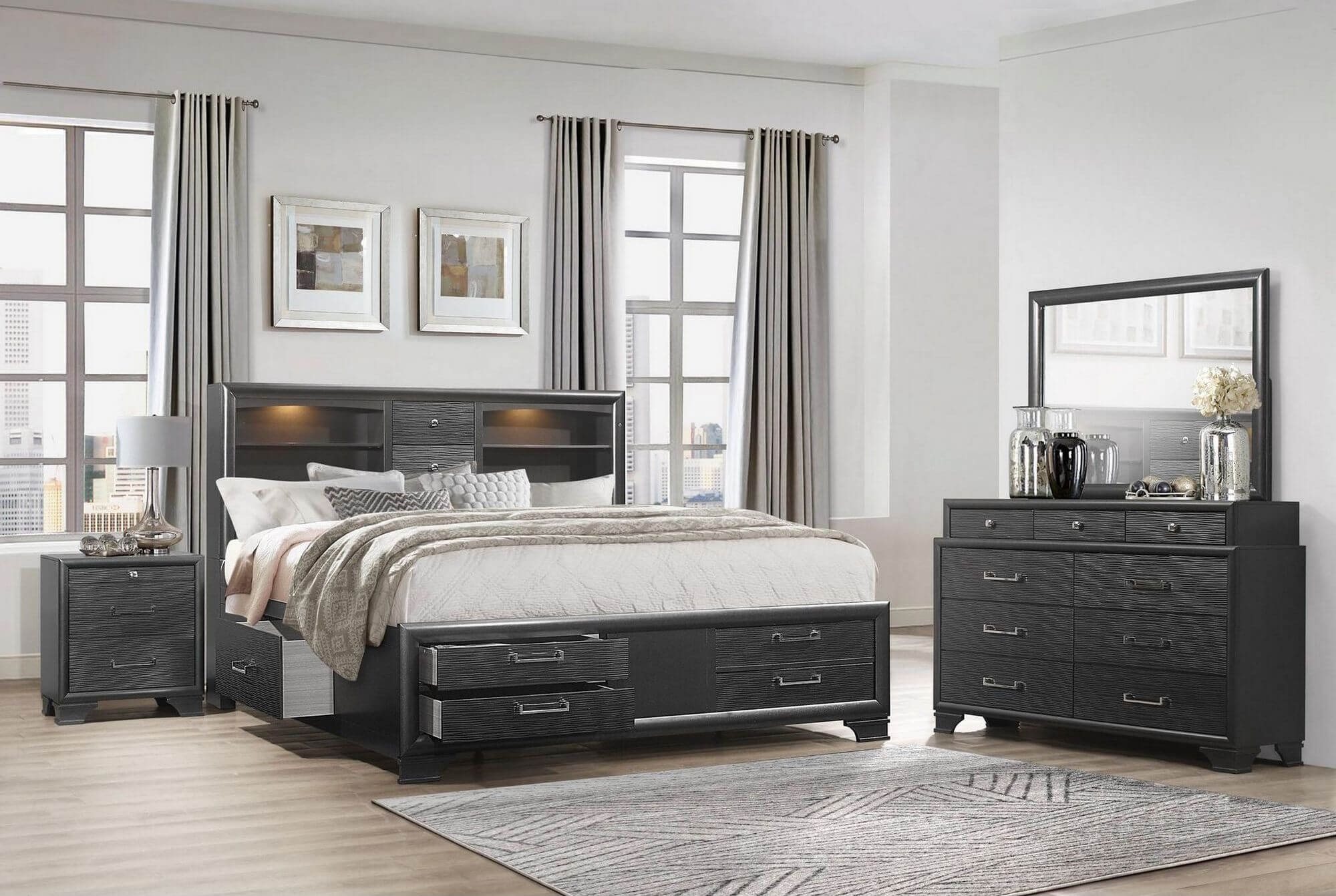 Jordyn Storage LED Queen Size Bed