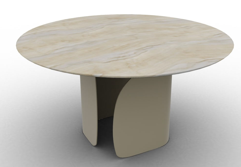 Twins W55.1-inch Ceramic/Metal Customizable Round Dining Table