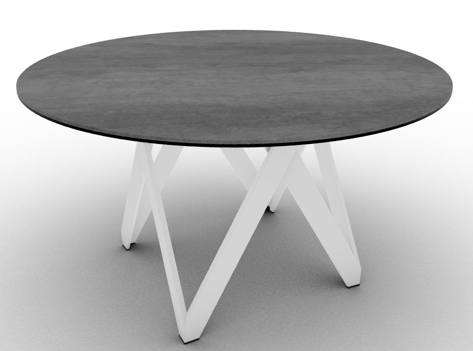 Cartesio W62.9-inch Ceramic/Metal/Wood Customizable Round Dining Table
