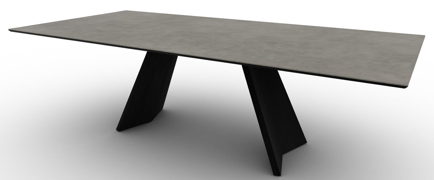 Icaro W98.4-inch Ceramic/Wood Customizable Rectangular Dining Table