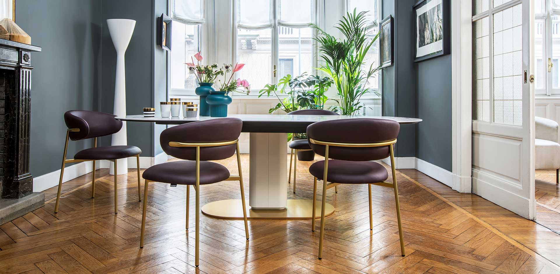 Oleandro Fabric/Metal Customizable Dining Chair